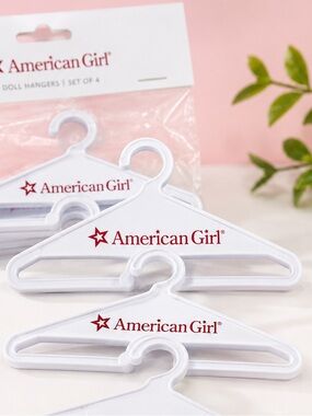 American Girl White Doll Hangers with Red Logo -‎ Set of 4